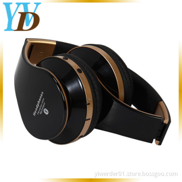 Black Foldable Wireless Sport Device TF Card FM Radio Bluetooth Headphone (YWD-T8)